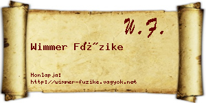 Wimmer Füzike névjegykártya
